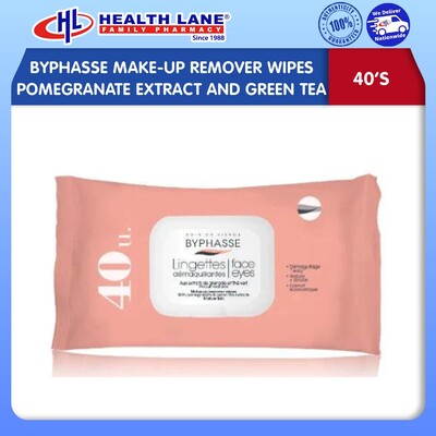 BYPHASSE MAKE-UP REMOVER WIPES POMEGRANATE EXTRACT AND GREEN TEA (40S)
